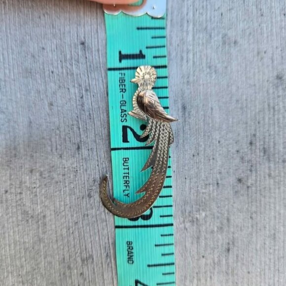 Vintage Guatemala 900 Silver Quetzal Bird Brooch Two Tone with 10k Gold Accent - Picture 9 of 10